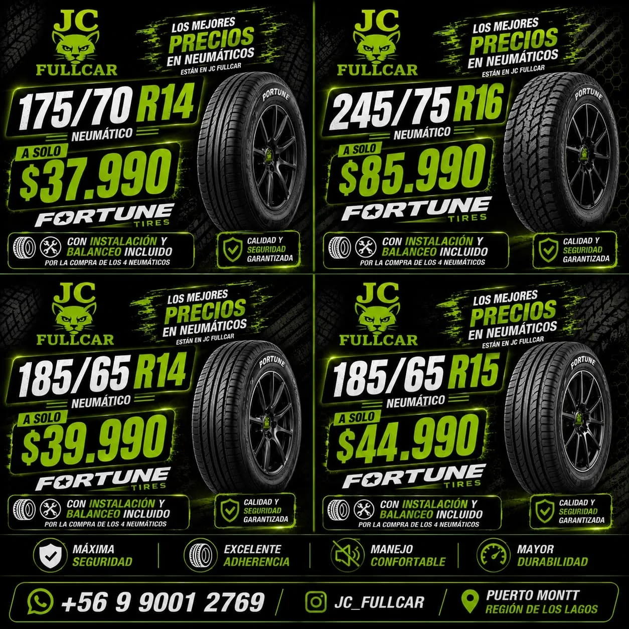 Cuadrícula de ofertas Fortune Tires de JC Full Car
